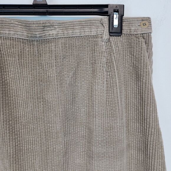 Nordstrom Corduroy Maxi Skirt Size L Tan Back Slit Neutral Grandma Lagenlook - Picture 4 of 14